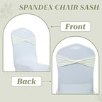 Pack of 10 Spandex Chair Sashes Without Slider Buckles - Ivory in Ivory, alternate view 5