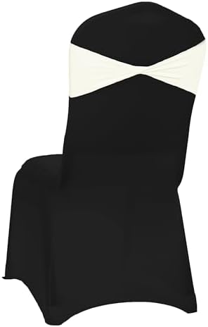 Pack of 10 Spandex Chair Sashes Without Slider Buckles - Ivory in Ivory, alternate view 6