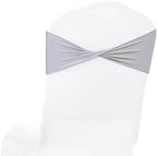 Pack of 10 Spandex Chair Sashes Without Slider Buckles - Light Silver in Light Silver