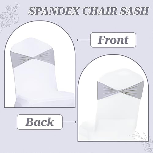Pack of 10 Spandex Chair Sashes Without Slider Buckles - Light Silver in Light Silver, alternate view 5