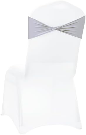 Pack of 10 Spandex Chair Sashes Without Slider Buckles - Light Silver in Light Silver, alternate view 6