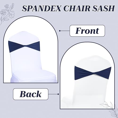 Pack of 10 Spandex Chair Sashes Without Slider Buckles - Navy Blue in Navy Blue, alternate view 5