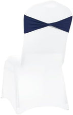 Pack of 10 Spandex Chair Sashes Without Slider Buckles - Navy Blue in Navy Blue, alternate view 6