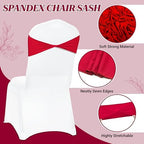 Pack of 10 Spandex Chair Sashes Without Slider Buckles - Red in Red, alternate view 4