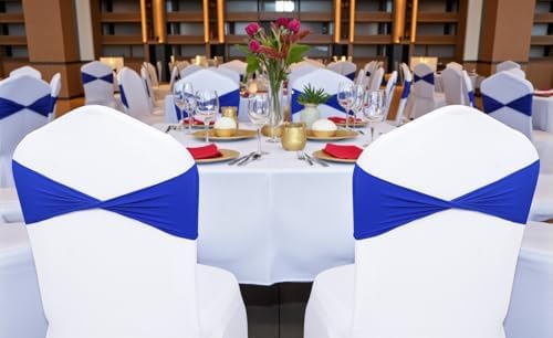 Pack of 10 Spandex Chair Sashes Without Slider Buckles - Royal Blue in Royal Blue, alternate view 2
