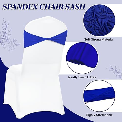 Pack of 10 Spandex Chair Sashes Without Slider Buckles - Royal Blue in Royal Blue, alternate view 4