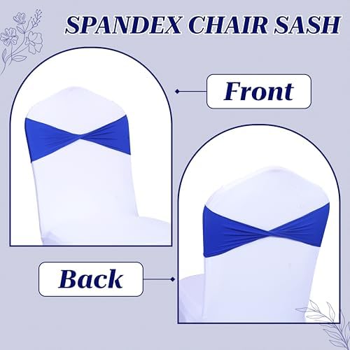 Pack of 10 Spandex Chair Sashes Without Slider Buckles - Royal Blue in Royal Blue, alternate view 5
