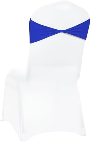 Pack of 10 Spandex Chair Sashes Without Slider Buckles - Royal Blue in Royal Blue, alternate view 6