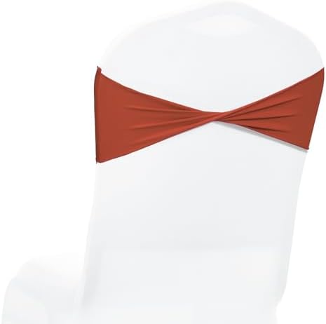 Pack of 10 Spandex Chair Sashes Without Slider Buckles - Terracotta
