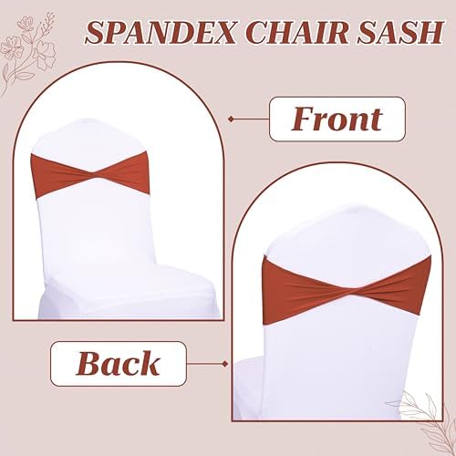 Pack of 10 Spandex Chair Sashes Without Slider Buckles - Terracotta, alternate view 5