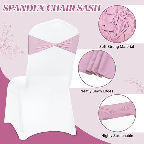 Pack of 100 Spandex Chair Sashes Without Slider Buckles - Blush Pink, alternate view 4