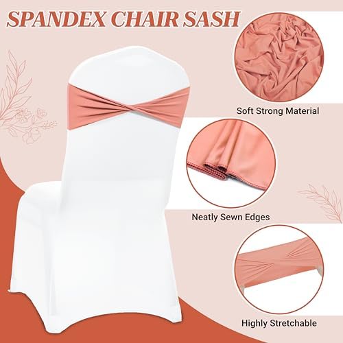 Pack of 100 Spandex Chair Sashes Without Slider Buckles - Coral Peach, alternate view 4
