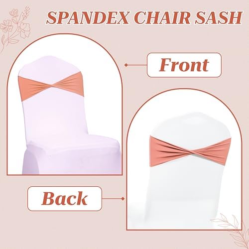 Pack of 100 Spandex Chair Sashes Without Slider Buckles - Coral Peach, alternate view 5