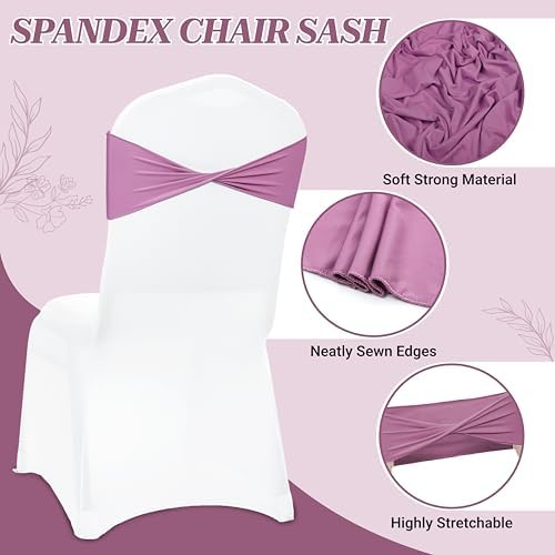 Pack of 100 Spandex Chair Sashes Without Slider Buckles - Dusty Pink, alternate view 4