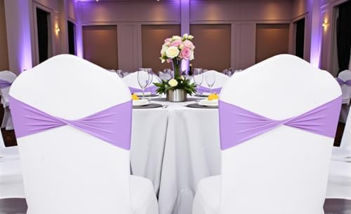 Pack of 100 Spandex Chair Sashes Without Slider Buckles - Lavender, alternate view 2