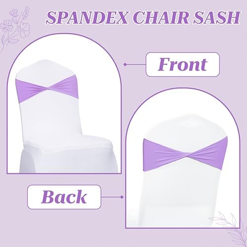 Pack of 100 Spandex Chair Sashes Without Slider Buckles - Lavender, alternate view 5