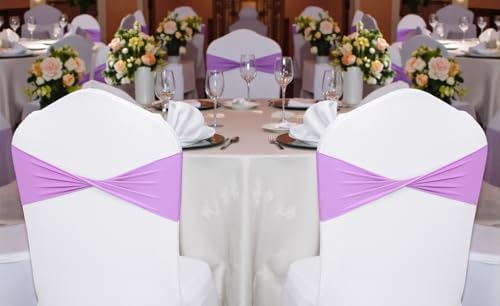 Pack of 100 Spandex Chair Sashes Without Slider Buckles - Light Purple, alternate view 2