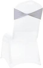 Pack of 100 Spandex Chair Sashes Without Slider Buckles - Light Silver in Light Silver, alternate view 6