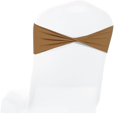 Pack of 100 Spandex Chair Sashes Without Slider Buckles - Mocha