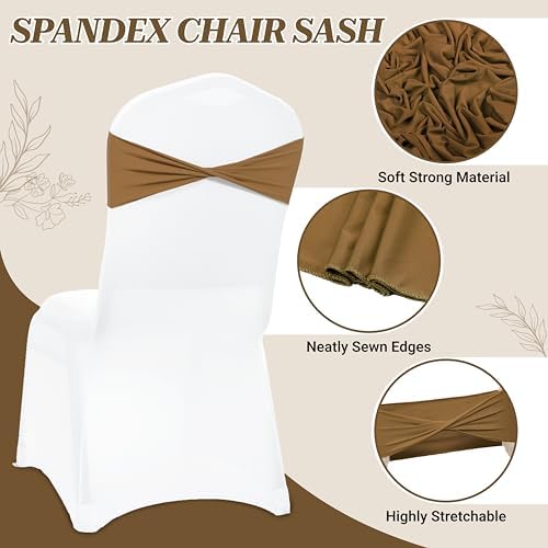 Pack of 100 Spandex Chair Sashes Without Slider Buckles - Mocha, alternate view 4