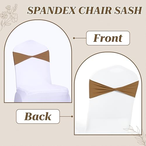 Pack of 100 Spandex Chair Sashes Without Slider Buckles - Mocha, alternate view 5