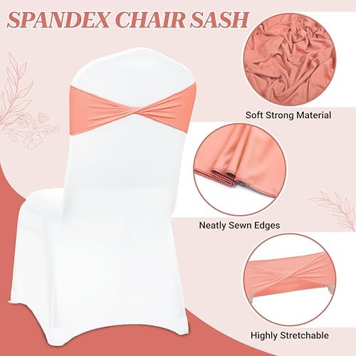 Pack of 100 Spandex Chair Sashes Without Slider Buckles - Peach, alternate view 4