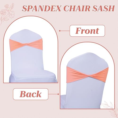Pack of 100 Spandex Chair Sashes Without Slider Buckles - Peach, alternate view 5