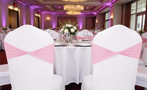 Pack of 100 Spandex Chair Sashes Without Slider Buckles - Pink in Pink, alternate view 2