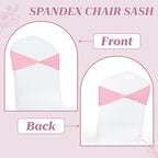 Pack of 100 Spandex Chair Sashes Without Slider Buckles - Pink in Pink, alternate view 5