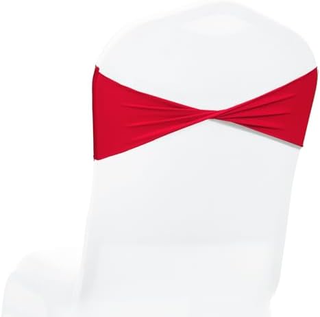 Pack of 100 Spandex Chair Sashes Without Slider Buckles - Red in Red