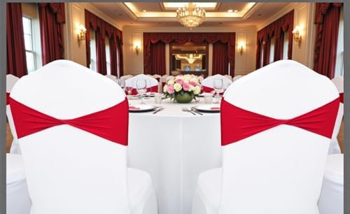 Pack of 100 Spandex Chair Sashes Without Slider Buckles - Red in Red, alternate view 2