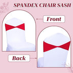 Pack of 100 Spandex Chair Sashes Without Slider Buckles - Red in Red, alternate view 5