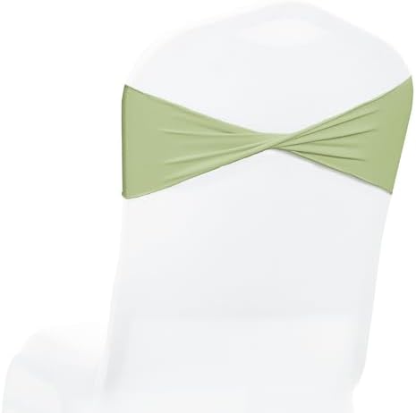 Pack of 100 Spandex Chair Sashes Without Slider Buckles - Sage Green