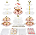 Pack of 11 Cake Stand Set of Cupcake Stand, Tray & Table Cloth (Gold) in Gold