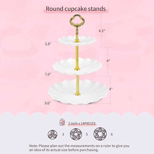 Pack of 11 Cake Stand Set of Cupcake Stand, Tray & Table Cloth (Gold) in Gold, alternate view 2