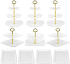 Pack of 11 Cake Stand Set of Cupcake Stand, Tray & Table Cloth (Gold) in Gold, alternate view 6