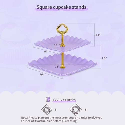 Pack of 11 Cake Stand Set of Cupcake Stand, Tray & Table Cloth (Purple) in Purple, alternate view 3