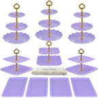 Pack of 11 Cake Stand Set of Cupcake Stand, Tray & Table Cloth (Purple) in Purple, alternate view 6