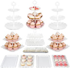 Pack of 11 Cake Stand Set of Cupcake Stand, Tray & Table Cloth (White) in White