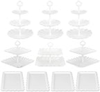 Pack of 11 Cake Stand Set of Cupcake Stand, Tray & Table Cloth (White) in White, alternate view 6