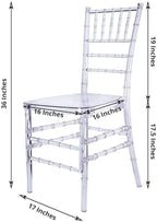 Pack of 12 | Clear Resin Transparent Chiavari Chair Armless Stackable Chairs Crystal Clarity, Invisible Plastic, alternate