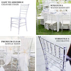 Pack of 12 | Clear Resin Transparent Chiavari Chair Armless Stackable Chairs Crystal Clarity, Invisible Plastic, alternate