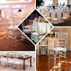 Pack of 12 | Clear Resin Transparent Chiavari Chair Armless Stackable Chairs Crystal Clarity, Invisible Plastic, alternate