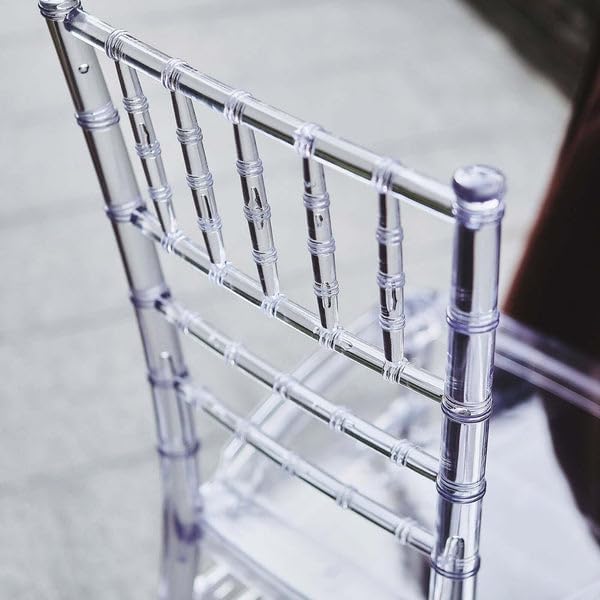 Pack of 12 | Clear Resin Transparent Chiavari Chair Armless Stackable Chairs Crystal Clarity, Invisible Plastic, alternate