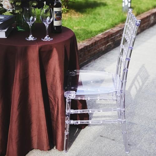 Pack of 12 | Clear Resin Transparent Chiavari Chair Armless Stackable Chairs Crystal Clarity, Invisible Plastic, alternate