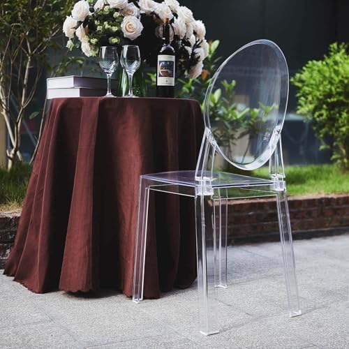 Pack of 12 | Clear Transparent Banquet Ghost Chair Armless Stacking Accent Chair with Oval Back Acrylic, alternate view 3
