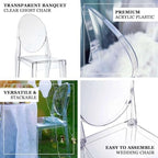 Pack of 12 | Clear Transparent Banquet Ghost Chair Armless Stacking Accent Chair with Oval Back Acrylic, alternate view 4