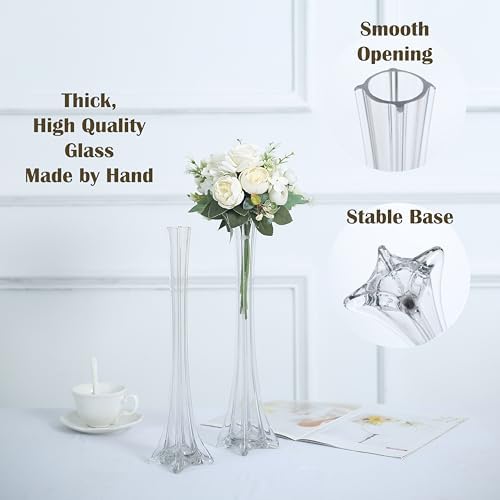 Pack of 12, Eiffel Tower Vases Centerpiece for Flower, Wedding, Decoration. (24", Clear) in 24" Clear, alternate view 4