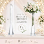Pack of 12, Eiffel Tower Vases Centerpiece for Flower, Wedding, Decoration. (16", Clear) in 16" Clear, alternate view 2