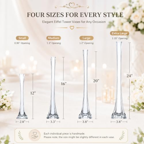 Pack of 12, Eiffel Tower Vases Centerpiece for Flower, Wedding, Decoration. (16", Clear) in 16" Clear, alternate view 4